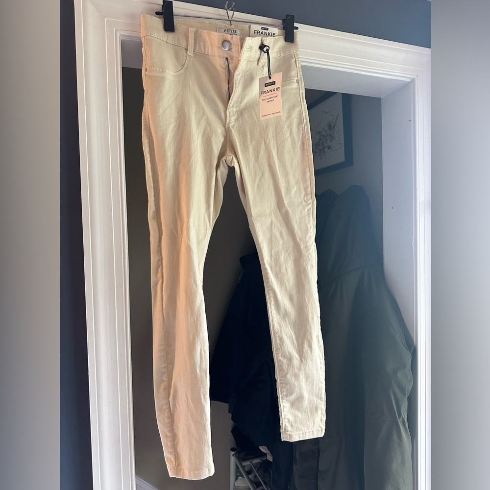 New Dorothy Perkins 8P Frankie super soft skinny pants, cream/light tan jeggings